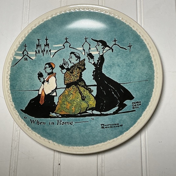 Vintage Norman Rockwell Set Of 4 Plates Rockwell On Tour Europe 1982 - Picture 7 of 11